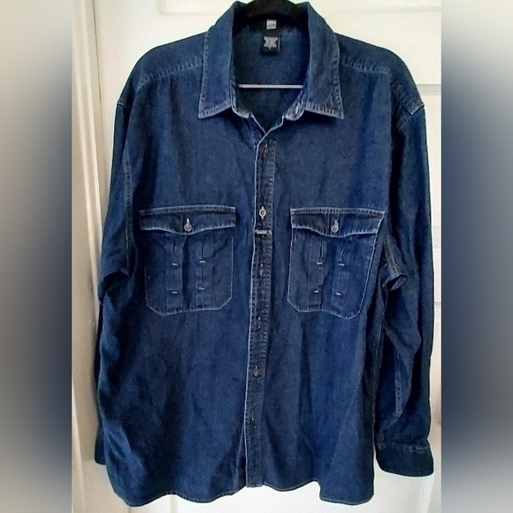 Preowned Marithe Francois Girbaud Mens Denim Button Down Men's Shirt Large - Picture 1 of 6